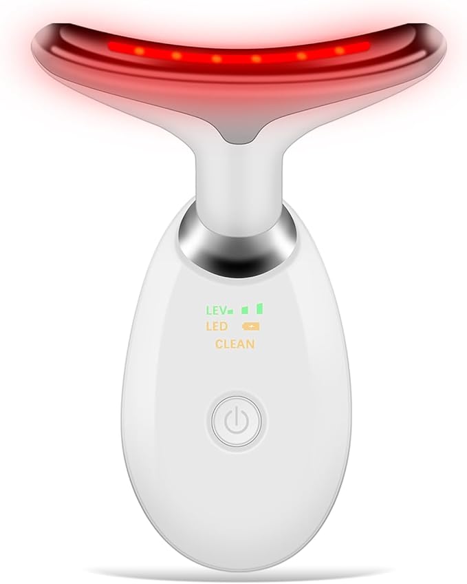 ✨ Masajeador Facial y de Cuello 3 en 1 – Reductor de Arrugas, Antiedad y Reafirmante con Luz LED y Vibración de Alta Frecuencia