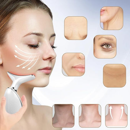 ✨ Masajeador Facial y de Cuello 3 en 1 – Reductor de Arrugas, Antiedad y Reafirmante con Luz LED y Vibración de Alta Frecuencia