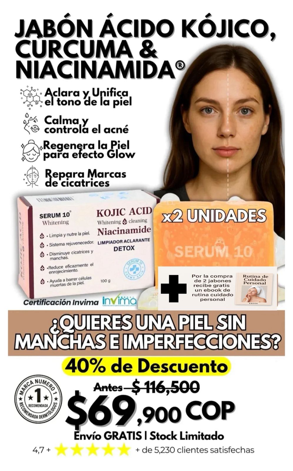 🧼 Jabón Despigmentante Kojic x2